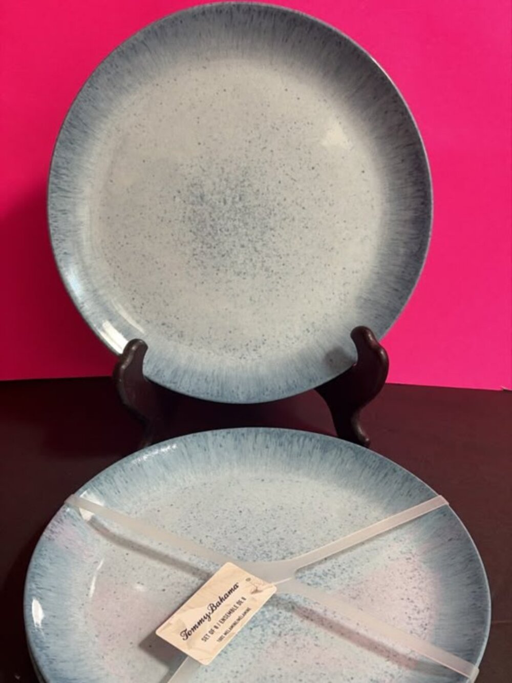 NEW Tommy Bahama Soft Blue 11" Melamine Dinner Plates Set of 4